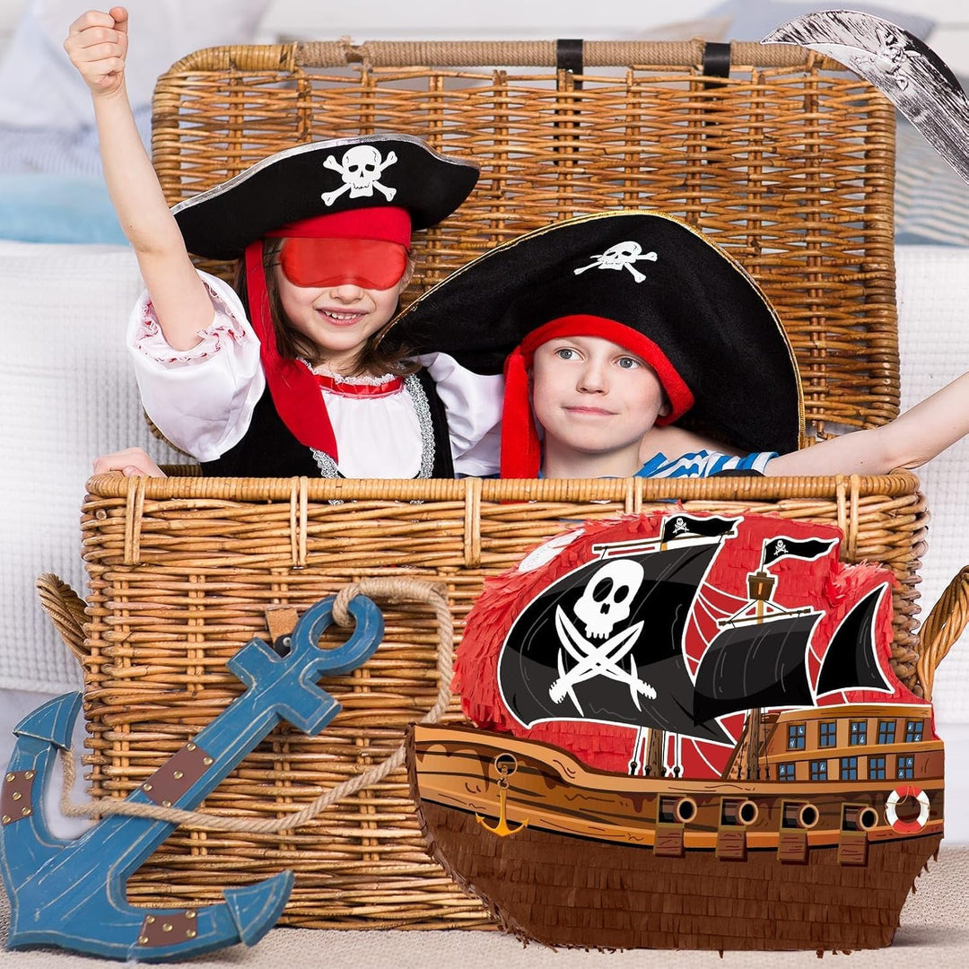 WERNNSAI Piraten Pinata – Pirat Pinata Geburtstag Junge Kinder Piraten Piñata mit Stock Augenbinde P