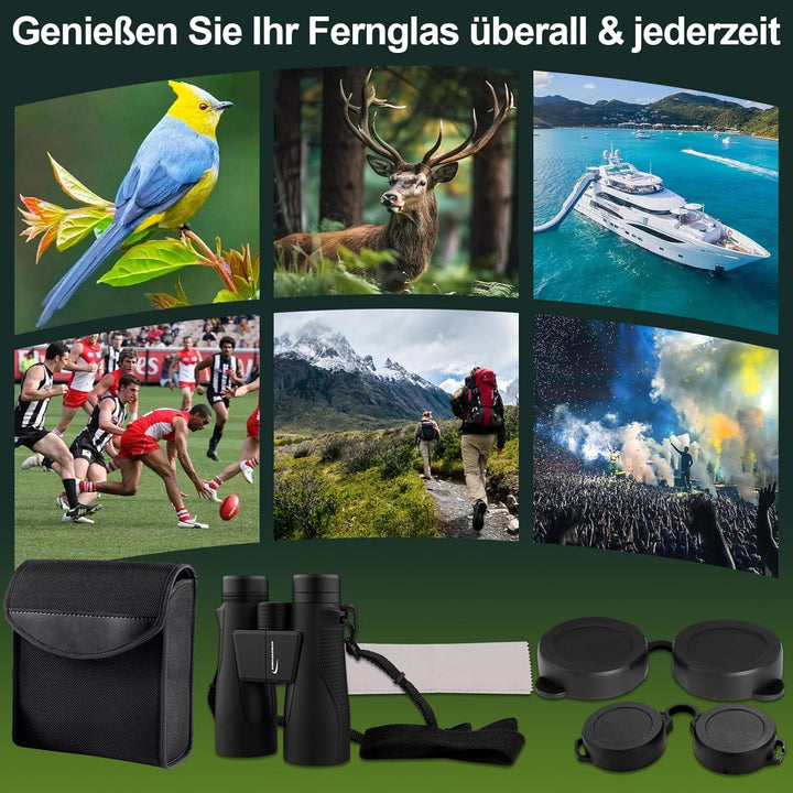 15x56 HD Fernglas Erwachsene - Aurosports Large View Fernglas mit klaren Low Light Vision - Leichtge