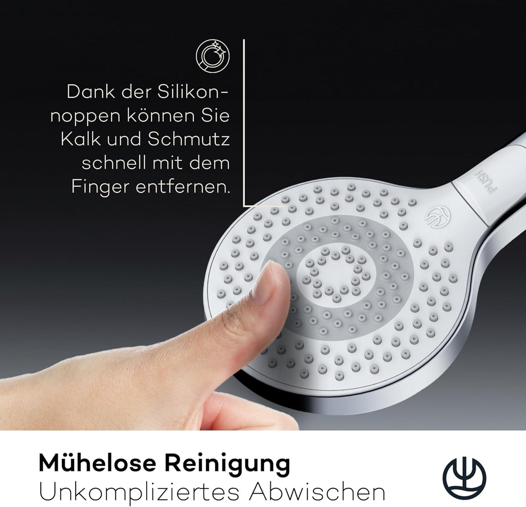 KLUDI-X3 Universal Duschkopf wassersparend als Option, Duschbrause mit 3 Strahlarten (Body, Hair, Sk