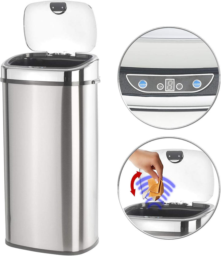 infactory Elektrischer Mülleimer: Abfalleimer mit Hand-Bewegungssensor & Aluminium-Korpus, 68 Liter