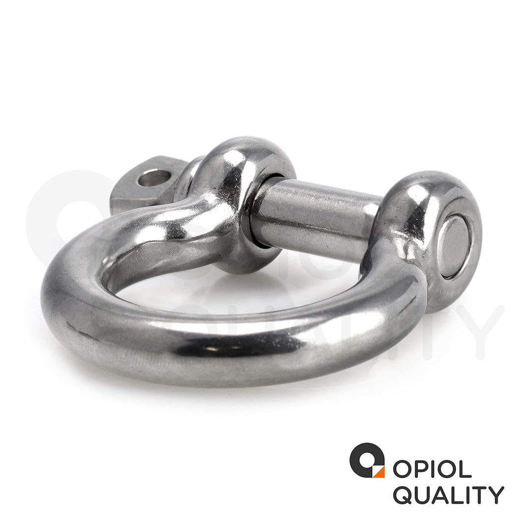 OPIOL QUALITY® Schäkel Geschweift Form Ø 16mm aus Edelstahl A4 V4A (4 Stück) Rundschäkel Verbinder D
