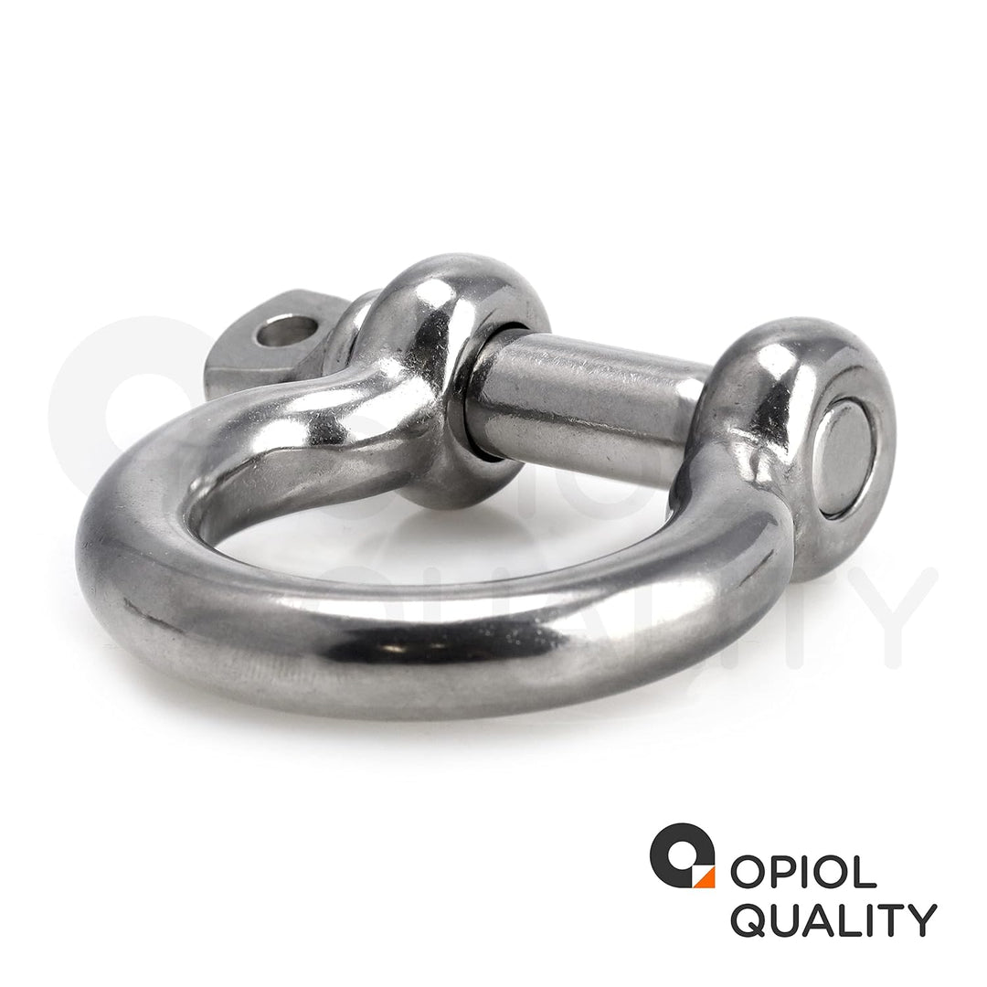 OPIOL QUALITY® Schäkel Geschweift Form Ø 16mm aus Edelstahl A4 V4A (4 Stück) Rundschäkel Verbinder D