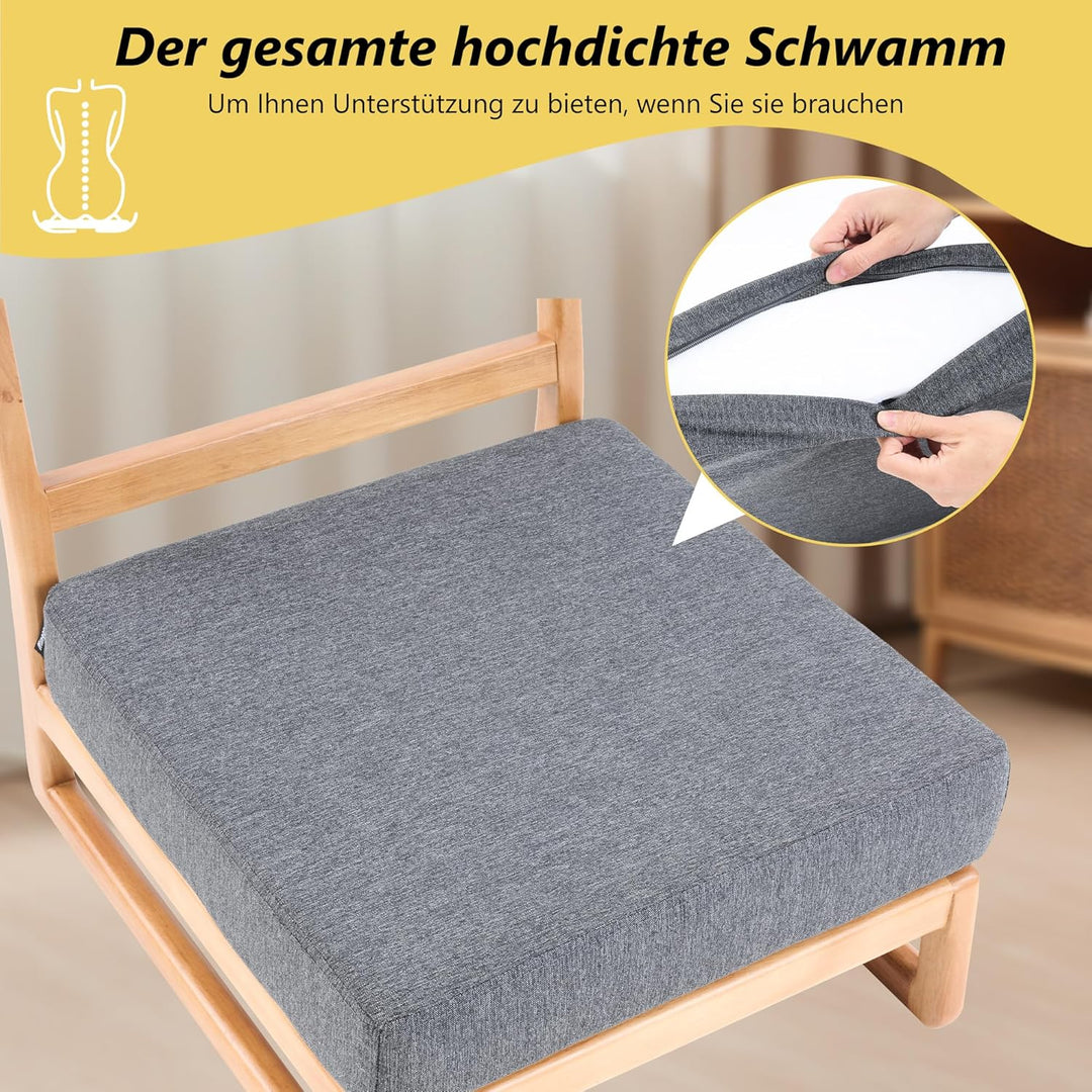 Mingone Sitzkissen 50x50x9 cm, abnehmbar und waschbar, mit Memory-Schaum – ideal für Liegestühle, So