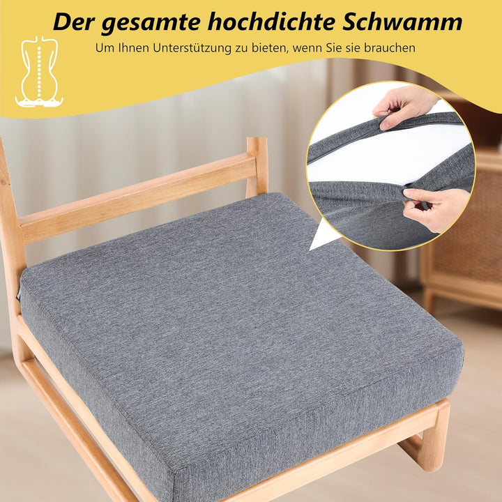 Mingone Sitzkissen 50x50x9 cm, abnehmbar und waschbar, mit Memory-Schaum – ideal für Liegestühle, So