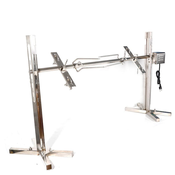 Edelstahl Spanferkelgrill, Höhenverstellbar Grillspiess mit 15W Motor, Elektro Spiessbratengrill mit