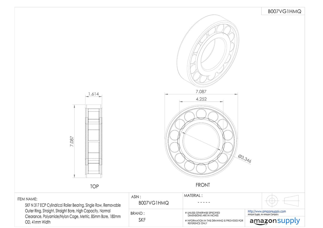 SKF Radialrollenlager, Zylinderform, 85 ID, Lagerstahl