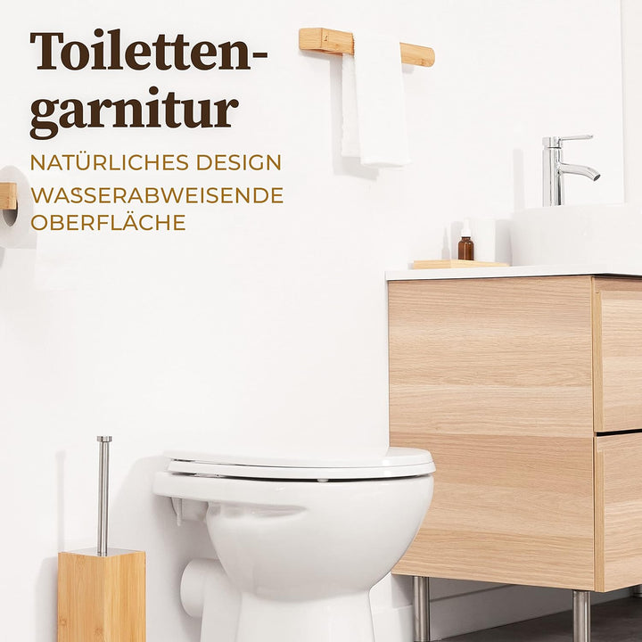 HENNEZ Toilettenbürste Silikon mit Bambus Bürstenhalter - Silikon Toilettenbürste mit Halter Toilett