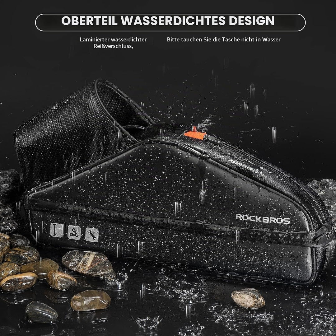 ROCKBROS Fahrradtasche Wasserdicht Rahmentasche Dreieckstasche mit Wasserflaschentasche für Faltrad