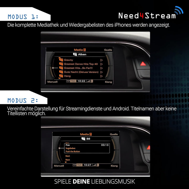 Need4Stream N4S300A V5.0 A2DP Bluetooth Audio Interface mit Titellisten, kompatibel mit Audi Music I