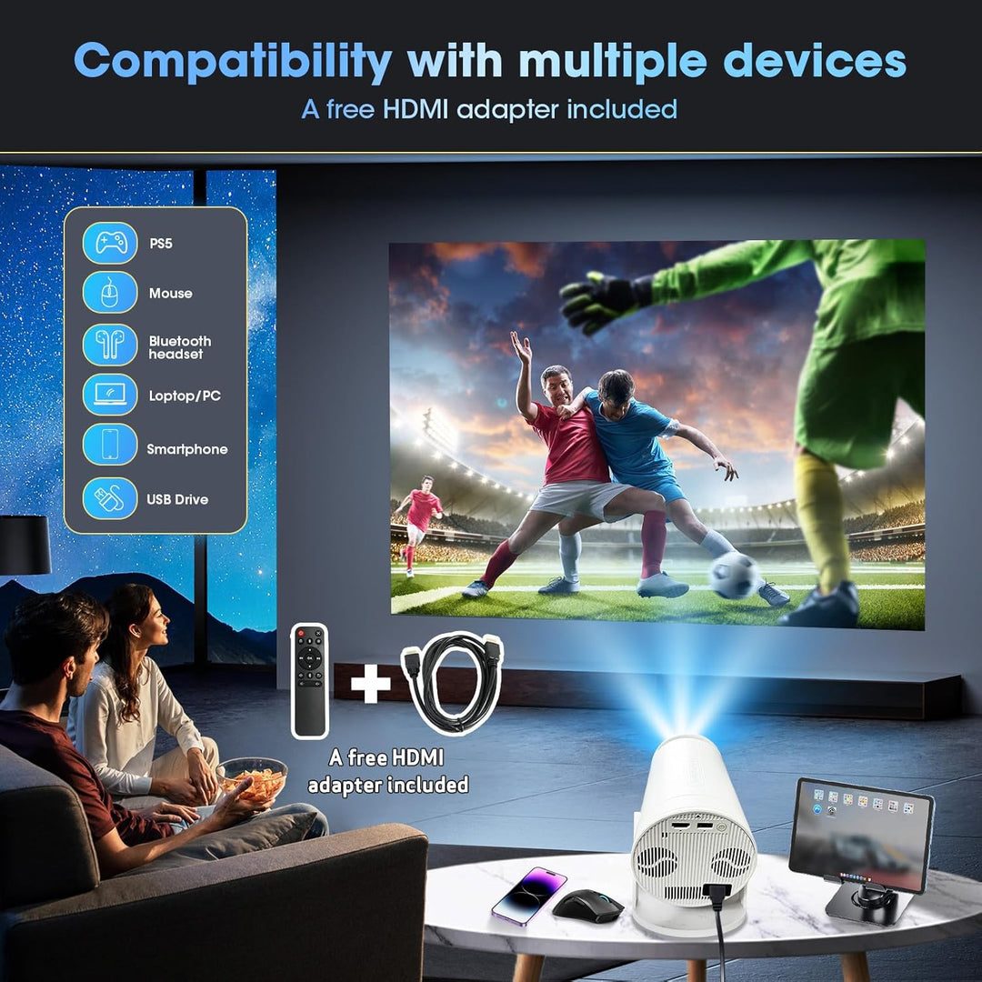 Weelikeit Projektor, 2024 Upgraded 4K Mini Projektor mit Lautsprecher für Home Movie Projector, Nati