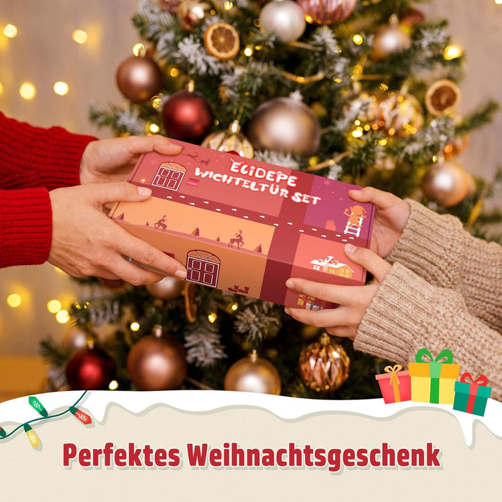 Wichtel Zubehör, 43 PCS Wichtel Set Weihnachten Komplett, Wichteltür Set mit Baustelle und Backset,