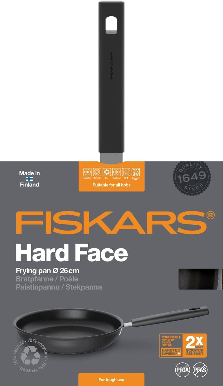 Fiskars Bratpfanne, Ø 26 cm, Für alle Kochfelder geeignet, Aluminium/Kunststoff, Kratzfest, Antihaft