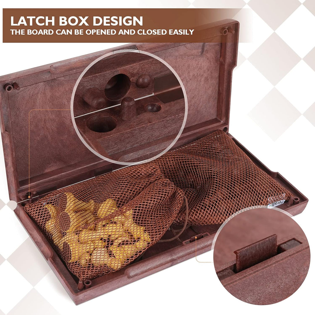 Peradix Schachspiel Magnetisch Dame Spiel 2 in 1, 30x30 cm Einklappbar Schachbrett Schach mit Aufbew