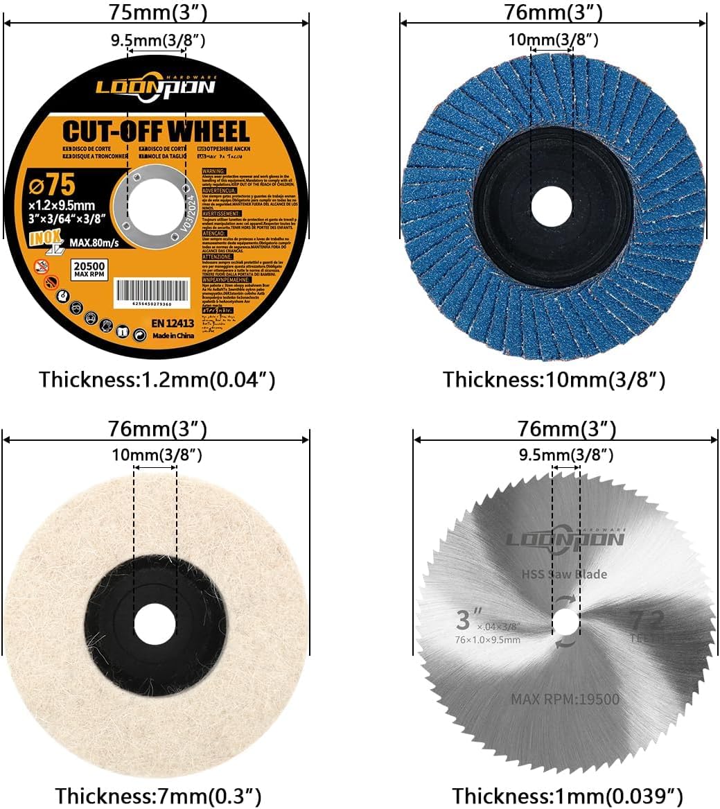 76mm Trennscheibe für Mini-Winkelschleifer,20 Stück Harztrennscheiben plus Montageadapter Geeignet f