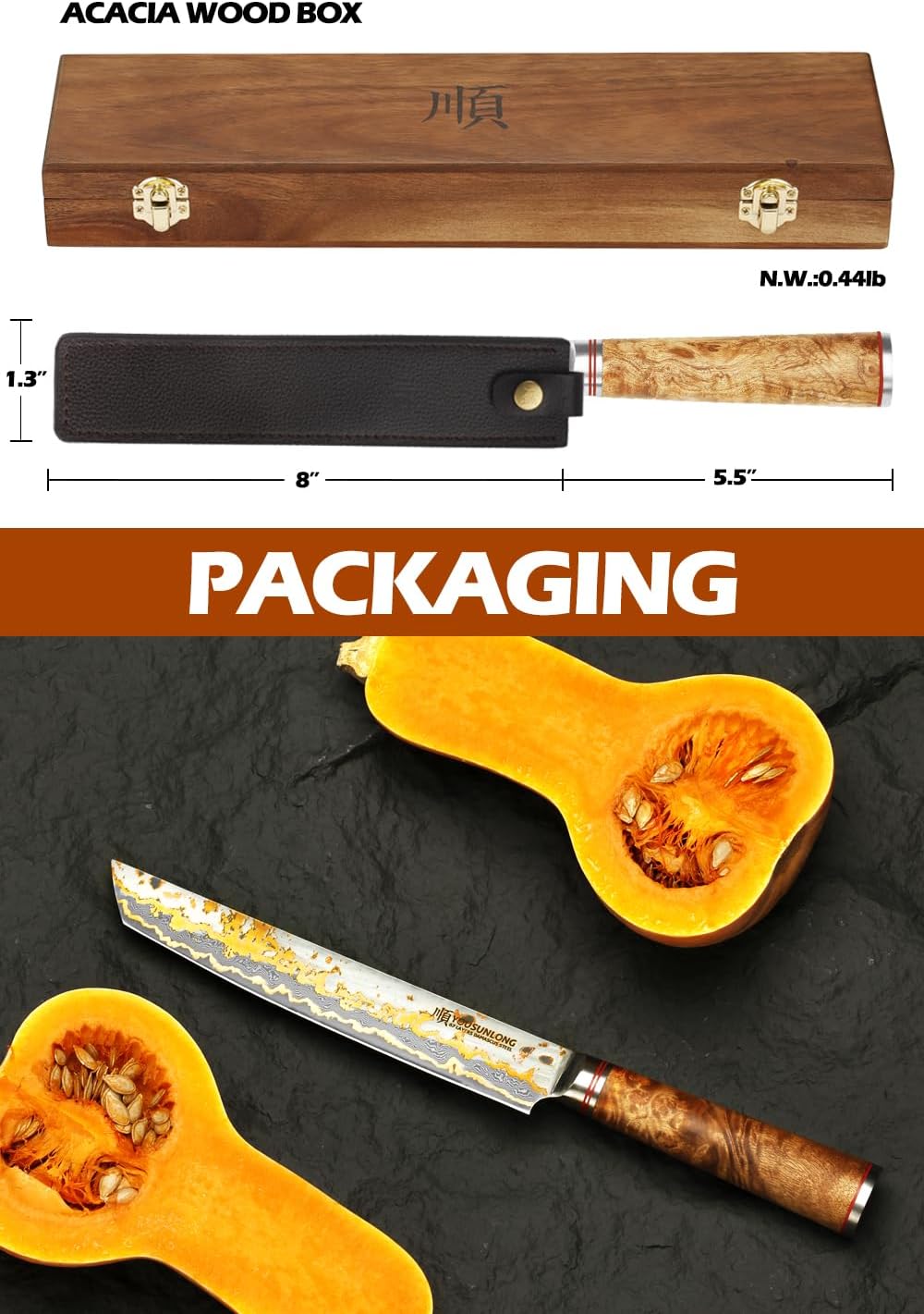 YOUSUNLONG Sashimi-Schneidemesser - 215mm Sujihiki Yanagiba Messer - Superscharfer Schnitt - Japanis