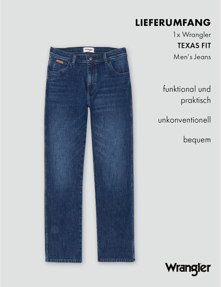 Wrangler Texas Stretch Herren Jeans Regular Fit Jeanshose Hose Schwarz Blau 33W / 34L Dancing Water,