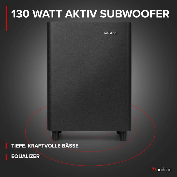 Audizio SW65C Subwoofer Aktiv – 130W Bass Box, 6,5 Zoll Tieftöner, Bassreflexrohr, aktiv subwoofer m
