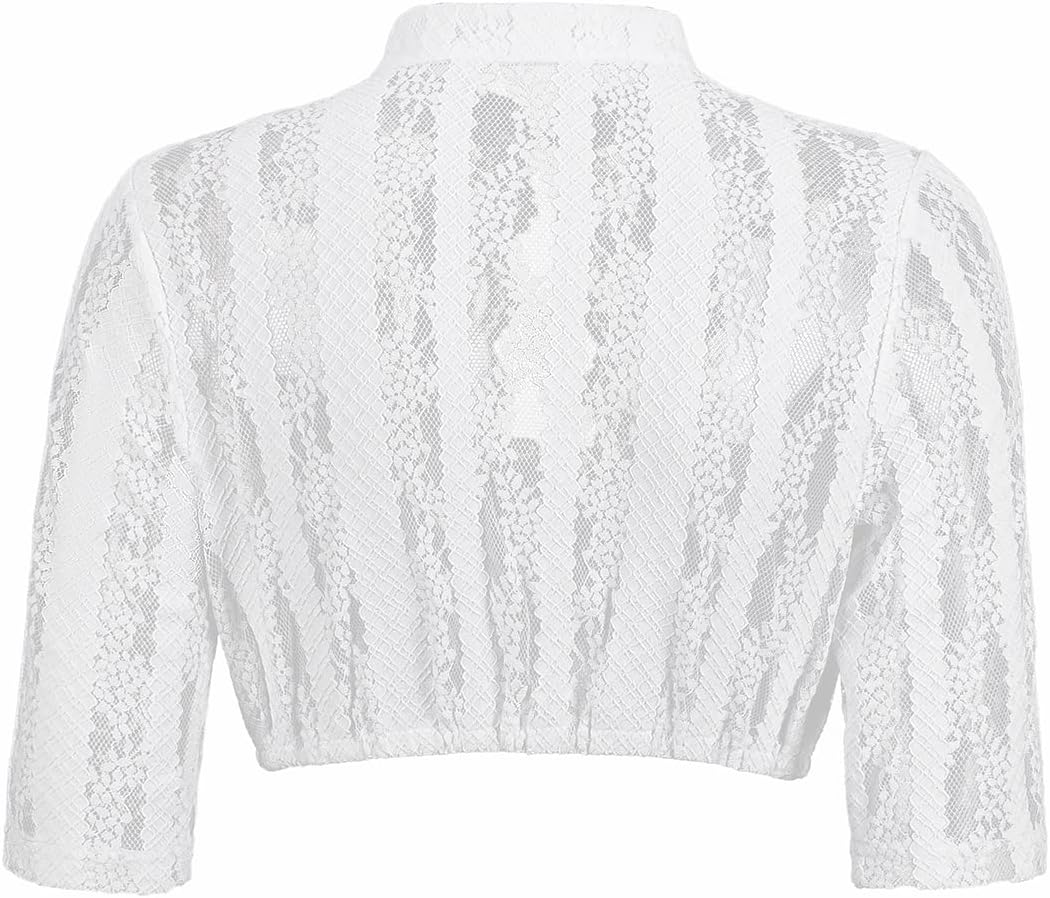 Dirndlbluse Damen Trachtenbluse Creme Dirndl Bluse für Bavarian Oktoberfest 34 Creme-37, 34 Creme-37