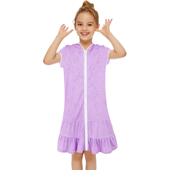 Badeponcho Kinder mit Kapuze Einfarbig Strandkleid Mädchen Badeanzug Coverup Kleid Sommer Schwimmen