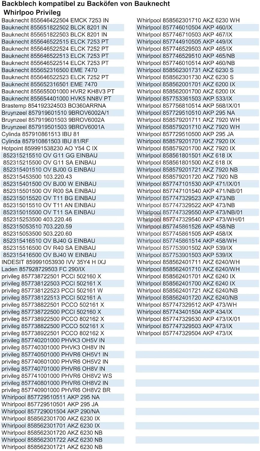 Hohes Backblech Fettpfanne emailliert kompatibel zu Bauknecht Whirlpool 481010764532 oder kompatibel