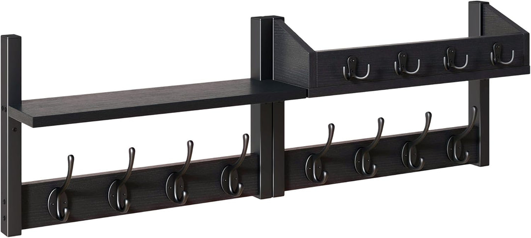 YMYNY 4-in-1 Wandgarderobe mit Ablage, Garderobenleiste Schlüsselbrett Holz, Gaderobe Wand für Flur,