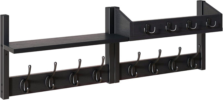 YMYNY 4-in-1 Wandgarderobe mit Ablage, Garderobenleiste Schlüsselbrett Holz, Gaderobe Wand für Flur,