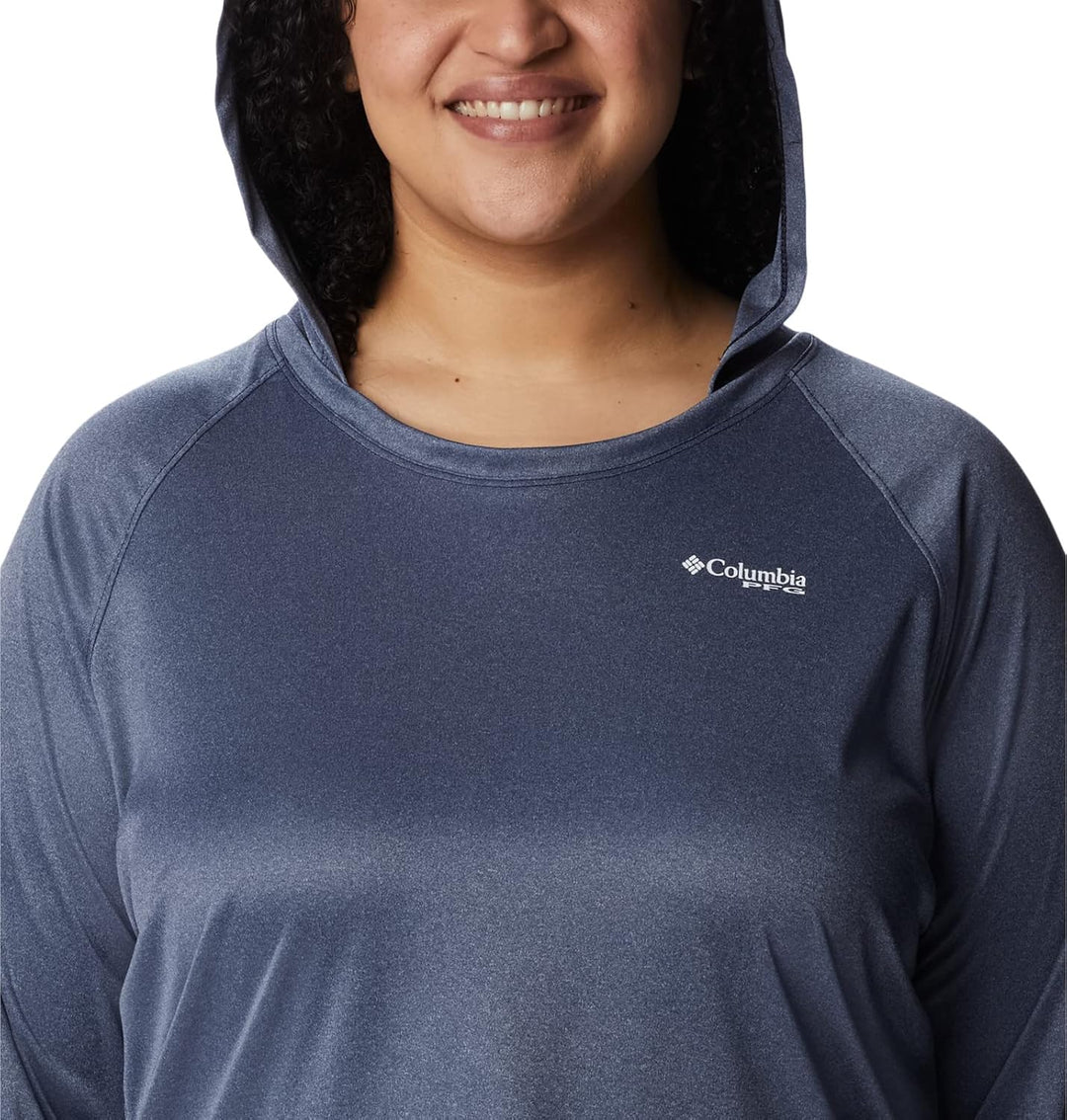 Columbia Damen Tidal Tee Heather Hoodie Kapuzen-Sweatshirt 2X Collegiate Navy Heather/White Logo, 2X