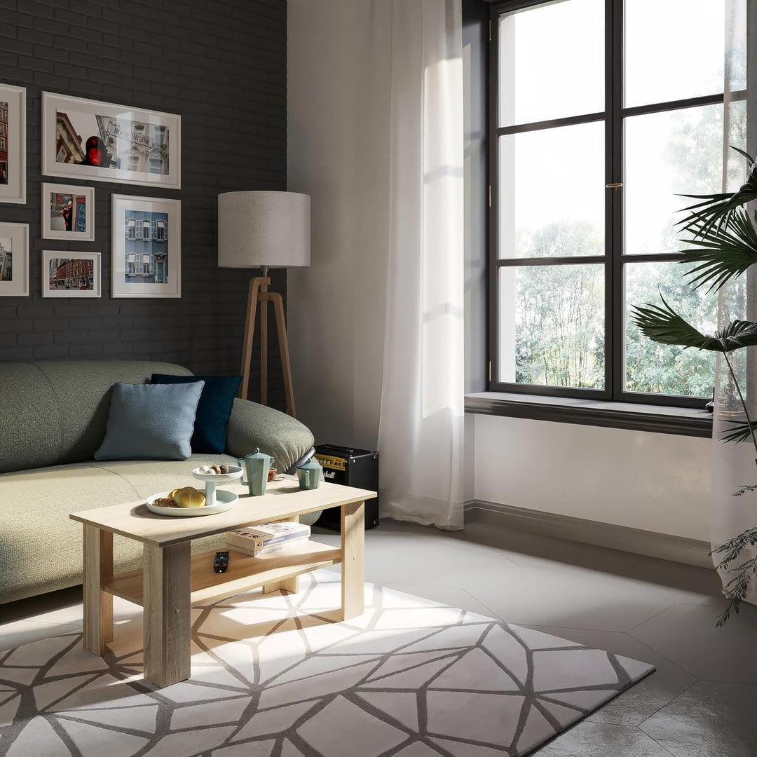 KOMTO Couchtisch Sonoma Eiche Vienna - Wohnzimmertisch Modern Couchtisch Holz 90 x 50 x 43 cm Tisch