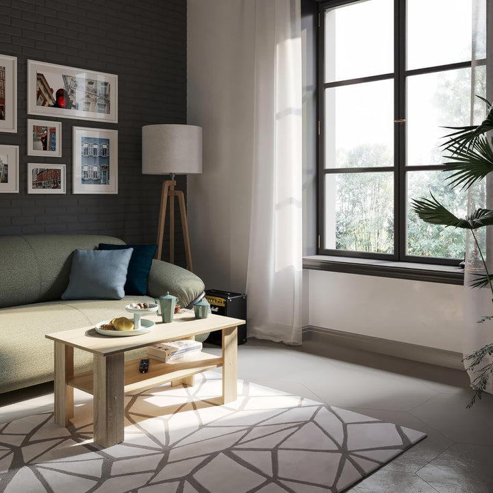 KOMTO Couchtisch Sonoma Eiche Vienna - Wohnzimmertisch Modern Couchtisch Holz 90 x 50 x 43 cm Tisch