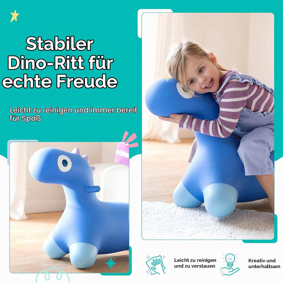 Quut - Hoppi Dino Springen – aufblasbares Springspielzeug – Aussen und Innen – Design – inklusive Pu
