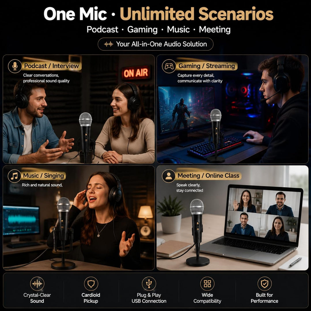 Dynamischer Mikrofon, Professionelles USB-Kondensatormikrofon | Vocal Dynamisch Microphone Karaoke H