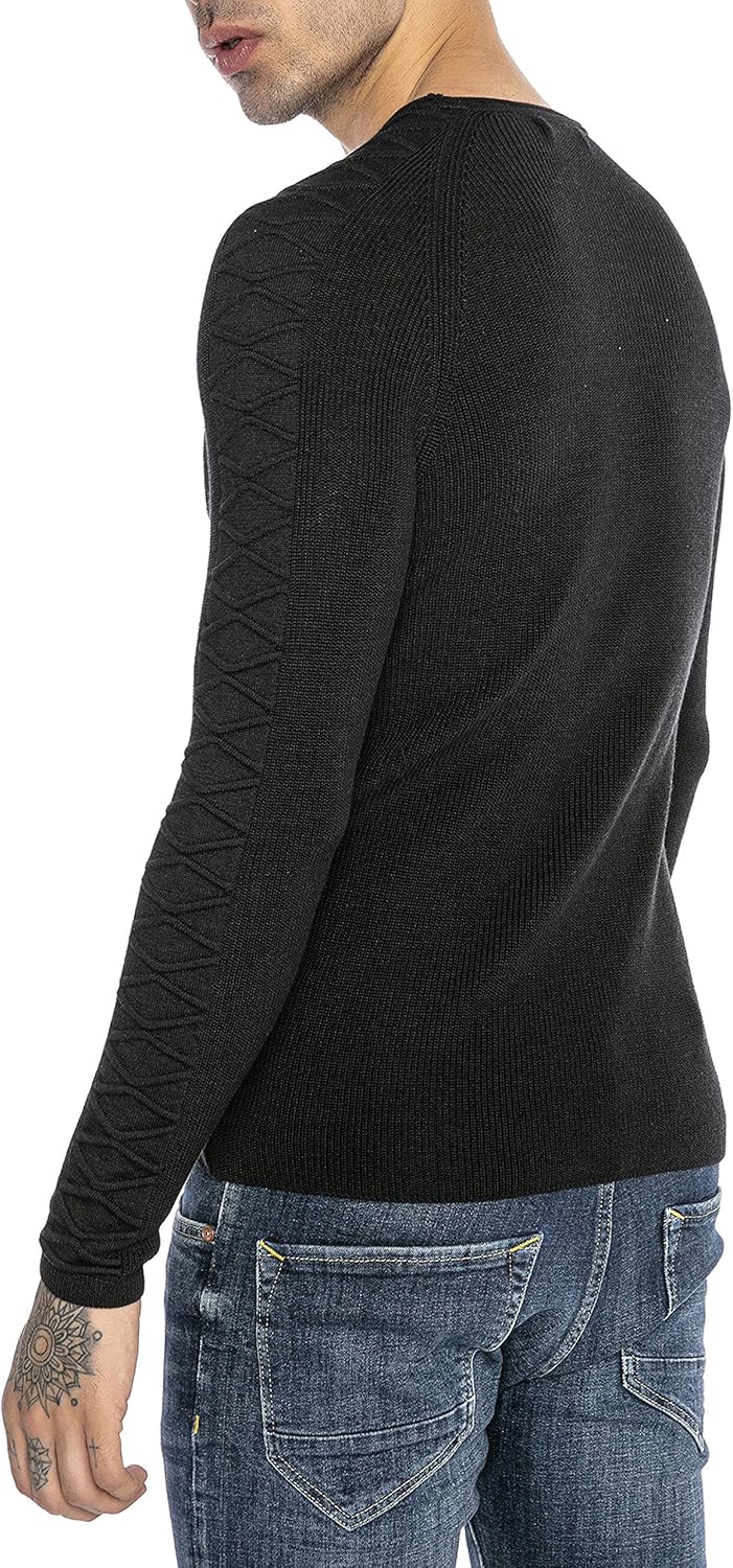 Red Bridge Herren Strickpullover Pullover Slim-Fit Cross Lines XL Schwarz, XL Schwarz