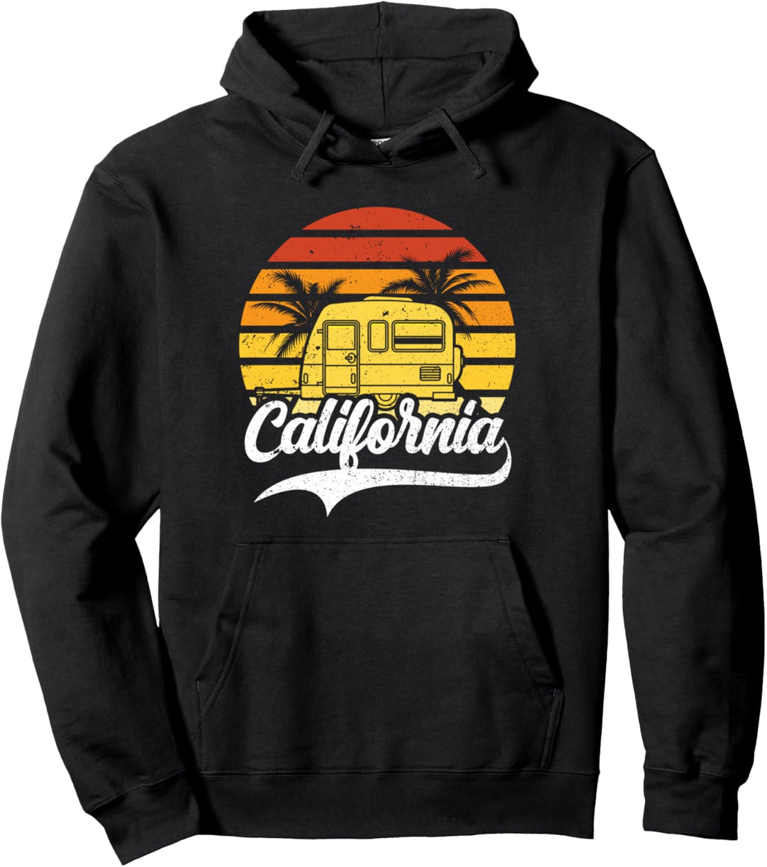 California Surf Van Camping Vintage Surfboard Funny Summer Pullover Hoodie