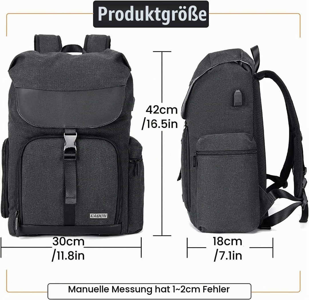 CADeN Kamerarucksack, Leinwand Professionell Fotorucksack Vintage Kameratasche 15.6&