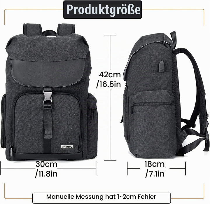 CADeN Kamerarucksack, Leinwand Professionell Fotorucksack Vintage Kameratasche 15.6&