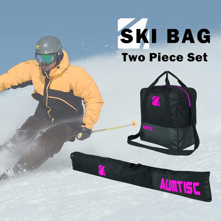 AUMTISC Skitasche und Skischuhtasche Combo - Skitaschen für Flugreisen - gepolsterte Schneeskitasche