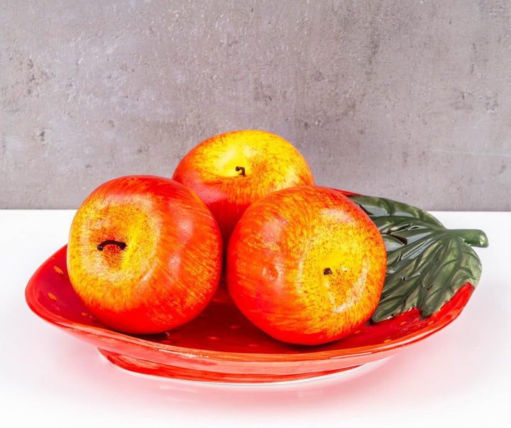 levandeo Teller Erdbeere Keramik 26cm Erdbeerschale Sommer Obst Dekoschale Tischdeko Servierschale A