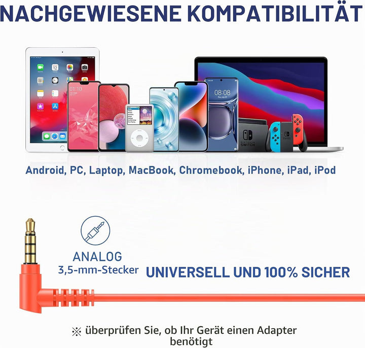LUDOS FEROX Kopfhörer In Ear Kopfhörer mit Kabel und Mikrofon, 5 Jahre Garantie, In Ear Ohrhörer, 3,