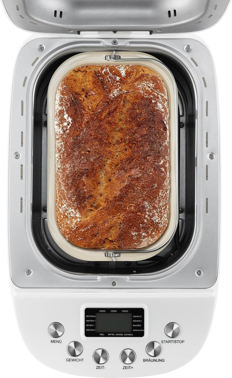 UNOLD 68520 BACKMEISTER Big White für bis zu 1.500g Brot, mit 15 Programmen für glutenfreies Brot, T