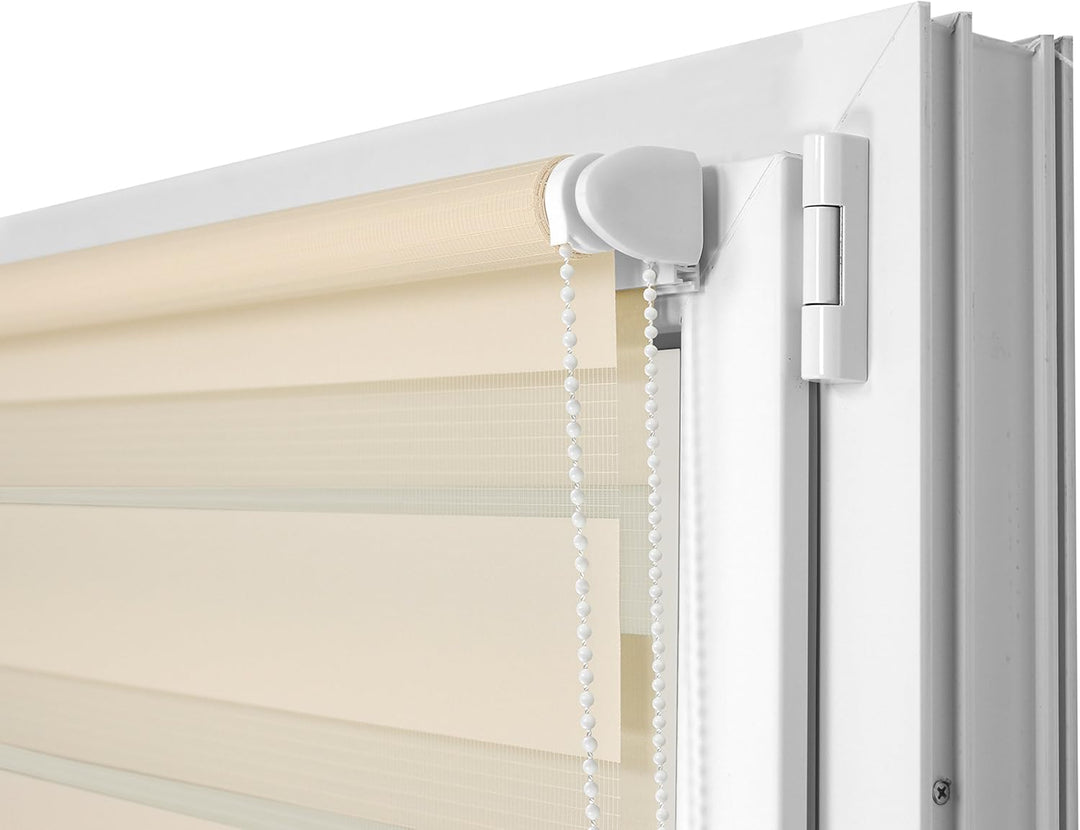 Doppelrollo in 4 Farben & in 8 Grössen - mit Klemmfixierung am Fensterahmen und fest montierter Träg