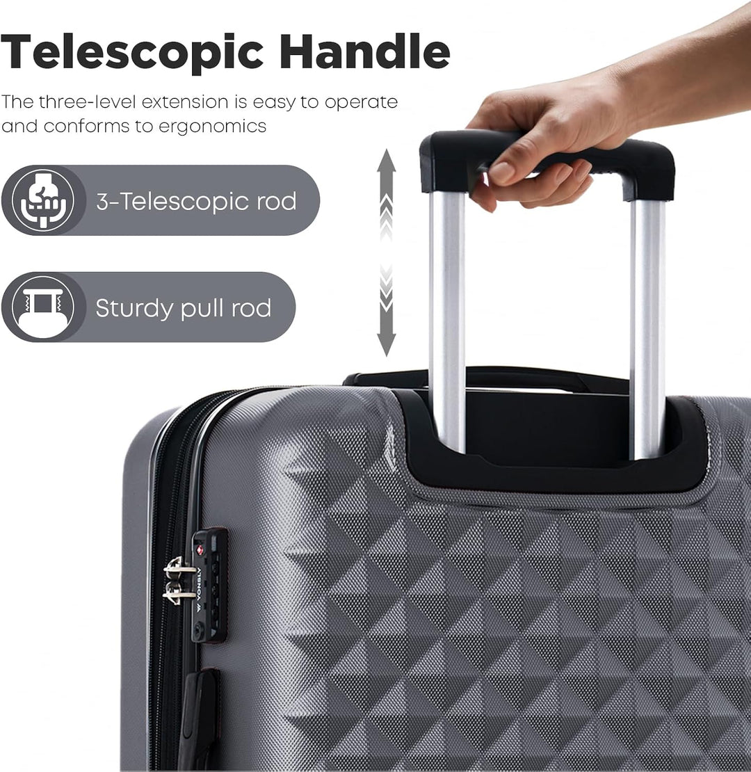 Reisekoffer Suitcase, Erweiterbarer Hartschalenkoffer Trolley mit TSA-Schloss und hochwertigem YKK-R
