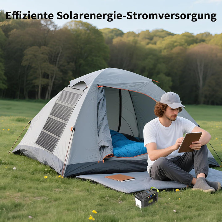 40W Faltbares Solarpanel, Tragbares Solarladegerät mit USB C, USB A und DC Ausgängen, 19V Mini-Ladeg