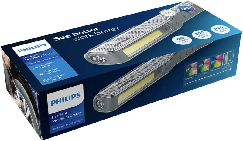 Philips Akku LED-Arbeitsleuchte Penlight Premium Color+, LED-Penlight, wiederaufladbare Stiftlampe m