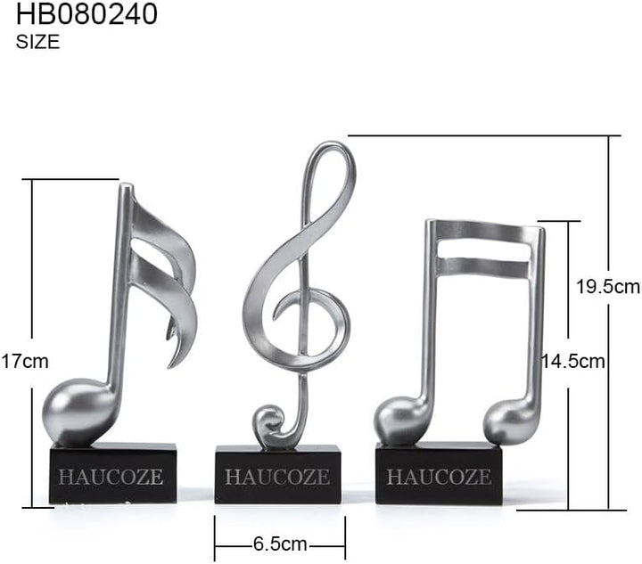 Amoy-Art 3pcs Deko Skulpturen Musik Note Figuren Klavier Statue Modern Arts Wohnzimmer Kunst Polyres