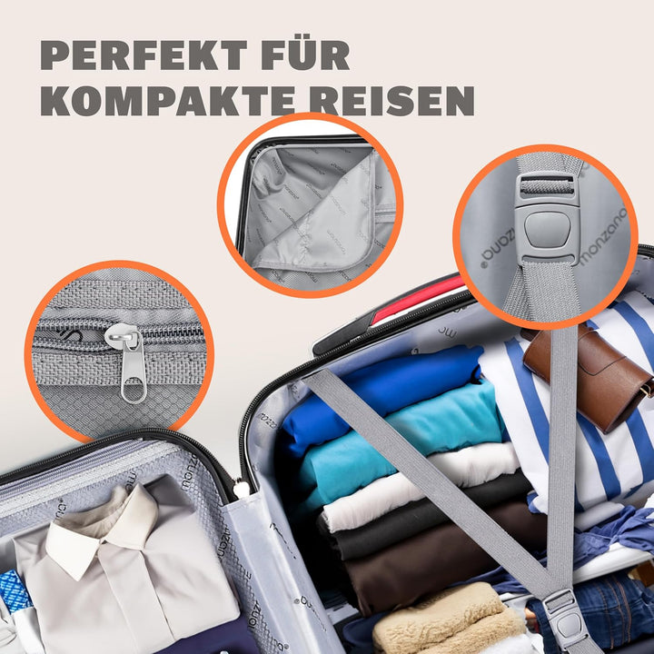 Monzana® Koffer Baseline Handgepäck ABS Hard Case Gehäuse gummierte Rollen Teleskopgriff Zahlenschlo