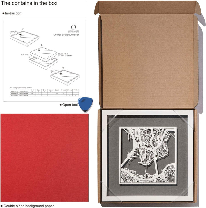 O3 DESIGN STUDIO - Marco de Papel para mapas, 22,8 x 22,8 cm, en Caja de Regalo, Fondo, autocambiant