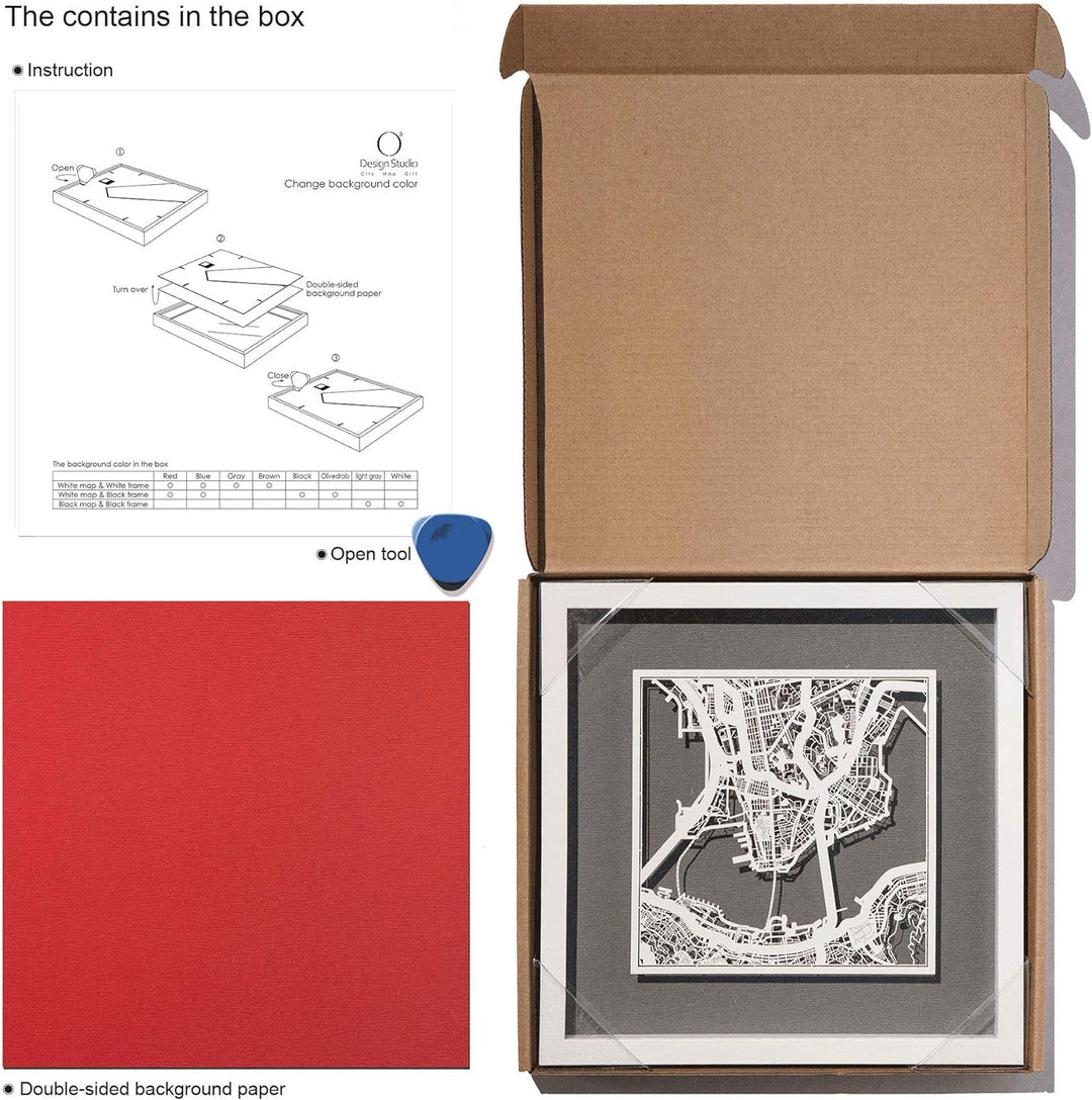 O3 DESIGN STUDIO - Marco de Papel para mapas, 22,8 x 22,8 cm, en Caja de Regalo, Fondo, autocambiant