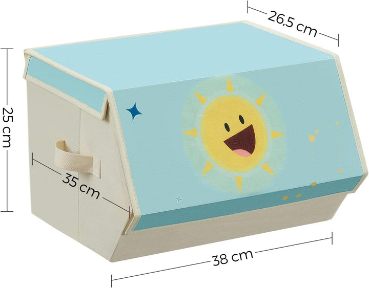 SONGMICS Aufbewahrungsbox Kinder, 3er Set, Faltboxen, Spielzeugkiste mit Deckel, 38 x 35 x 25 cm, fü