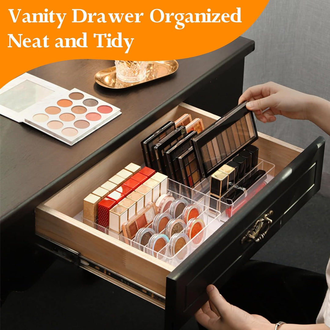 2 Stück Makeup Organizers für Schminktisch mit 7 Fächer, Acryl Lidschatten Palettenhalter Organizer,