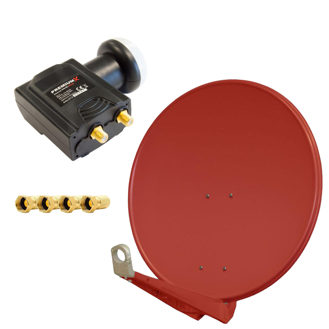 Premium X DELUXE85 Satellitenantenne 85 cm Aluminium in Ziegelrot Offset Antenne HDTV 3D 4K Deluxe T